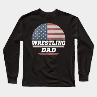 Wrestling Dad USA Flag Long Sleeve T-Shirt